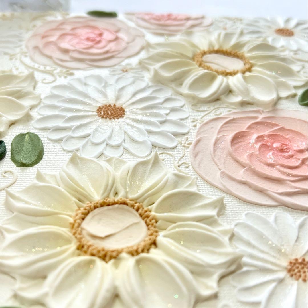 テクスチャーアート　絵画　インテリアアート　花　立体　絵　フラワーアート　花の絵