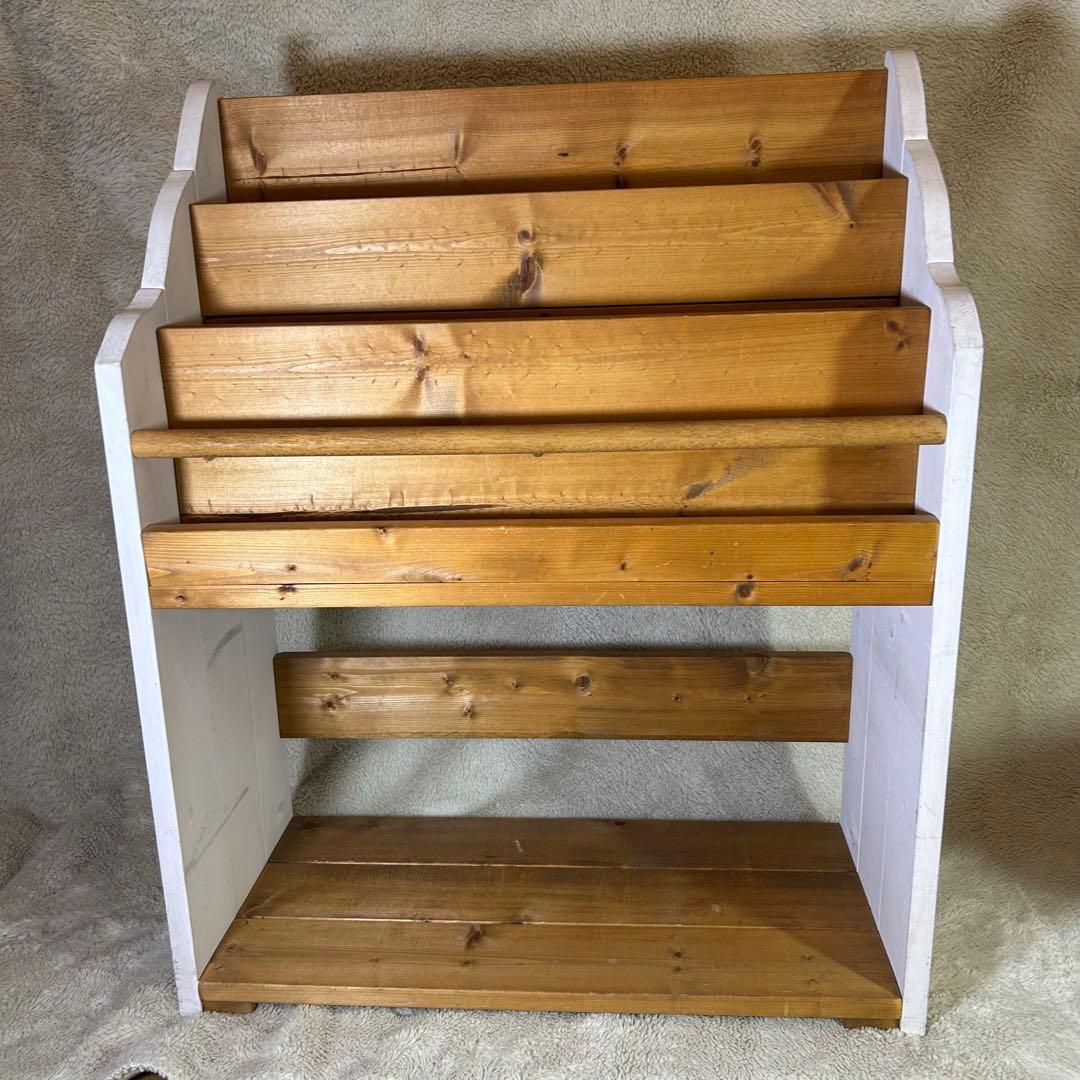 絵本棚　ナチュラル　天然木　ホワイト