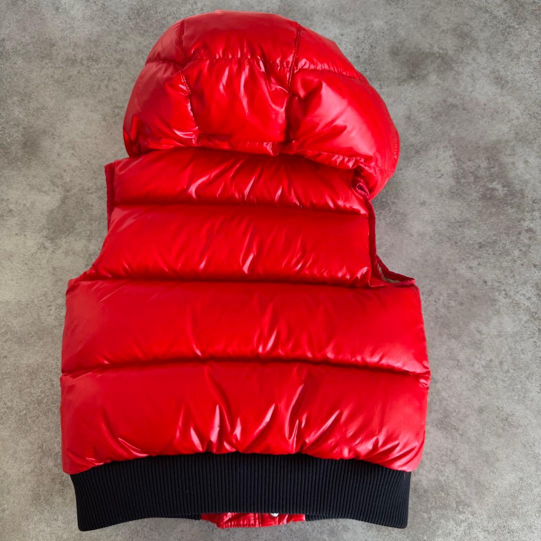 極美品 バーバリー キッズ ダウンベスト 92 赤 フード キッズ
