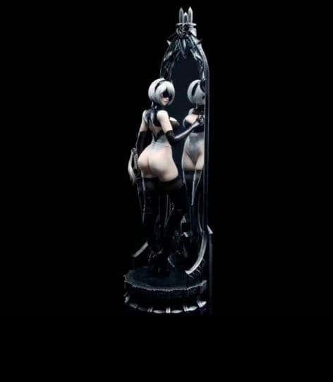 ニーアオートマタ【ビッグサイズ 中破 2B 姿見】頭部２種63㎝ 1/4ミラー台