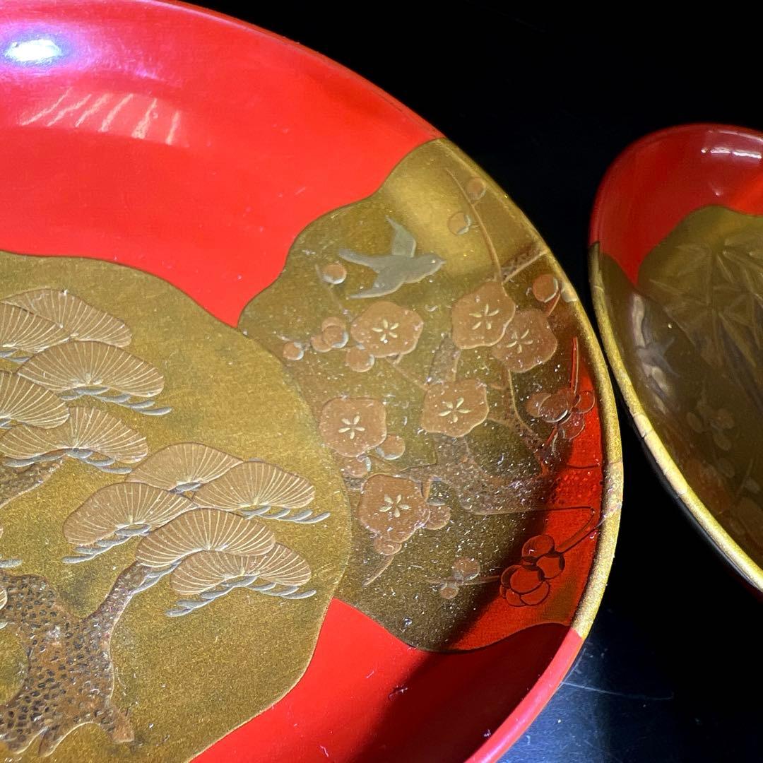 上手　盛蒔絵盃一対　木箱付　直径9.8㎝　東Y7-1125☆2F