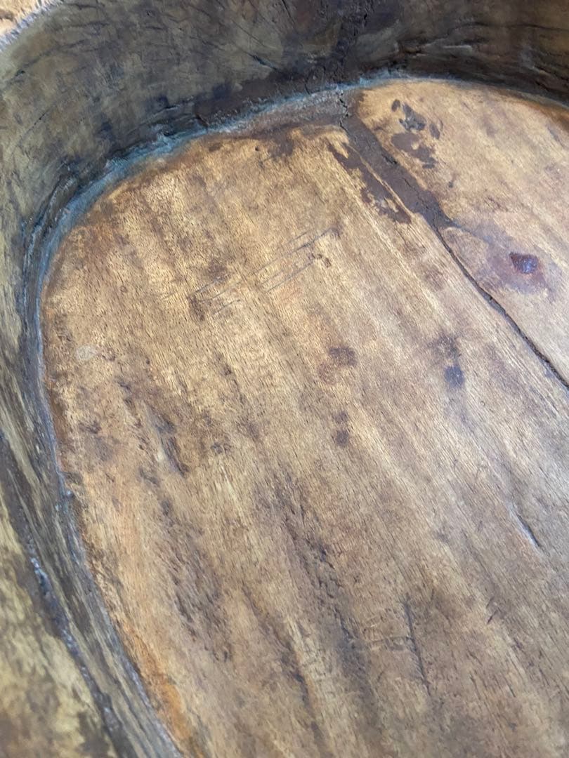 250–300年 済州島古木 盆｜李朝期｜高密度材の重量感・朝鮮古美術