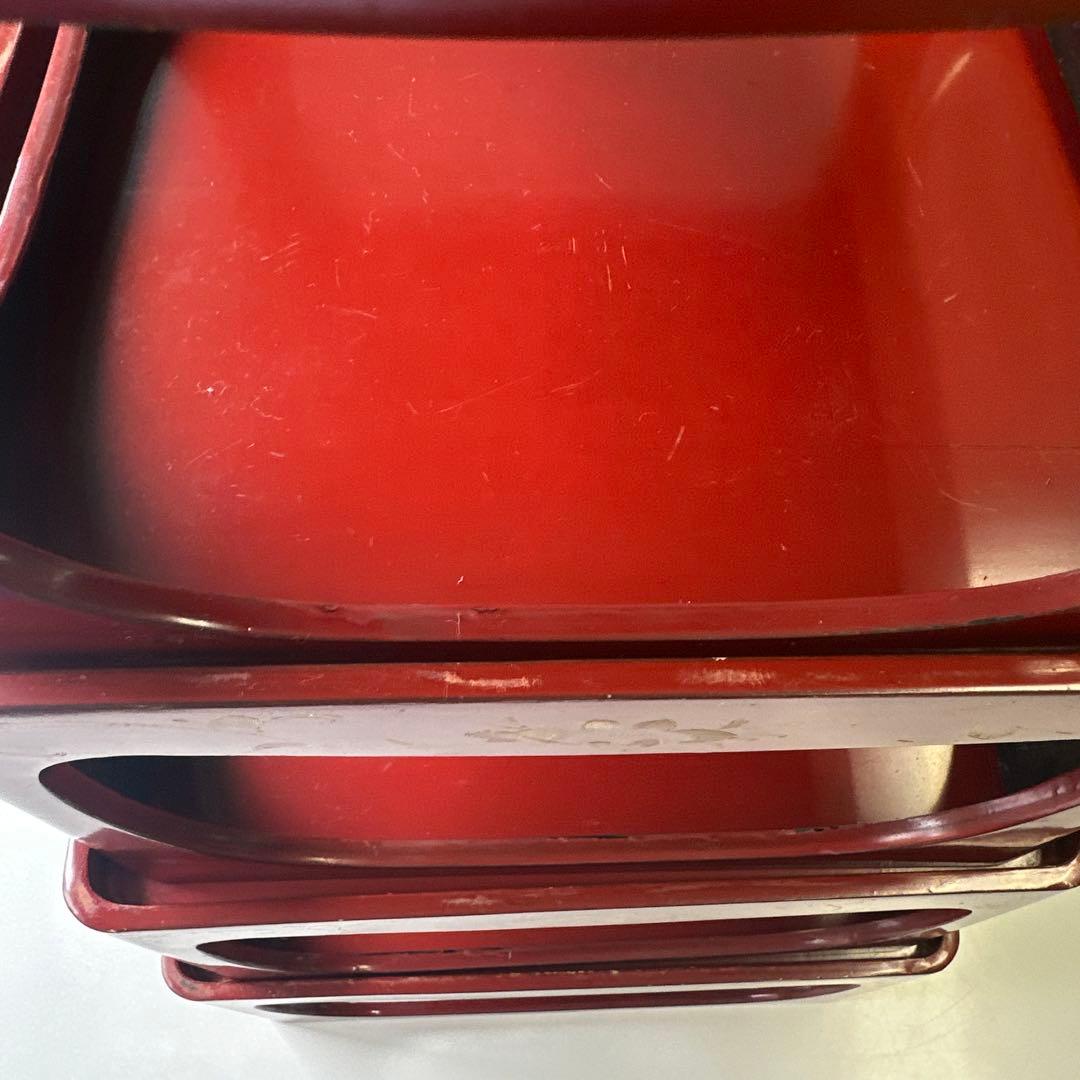 赤い持ち手付き正方形膳　５枚