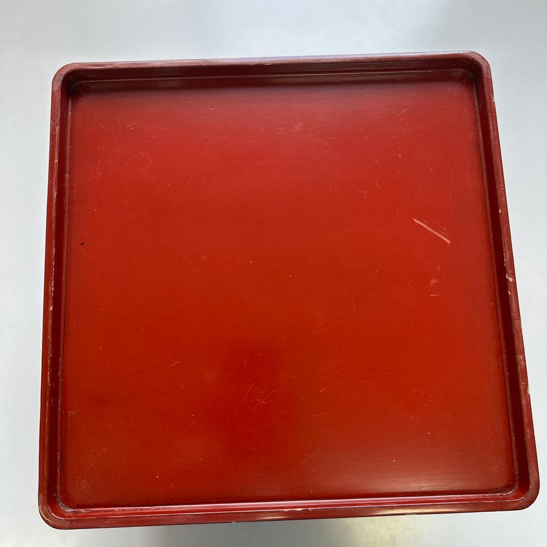 赤い持ち手付き正方形膳　５枚