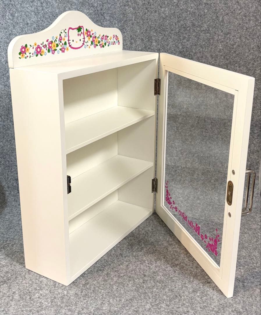 ハローキティ 木製 ラック3段 野いちご 花柄