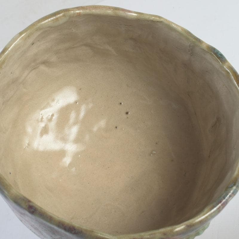 茶道具　琉球焼　壺屋焼　小橋川仁王造　茶碗　共箱　V　9832