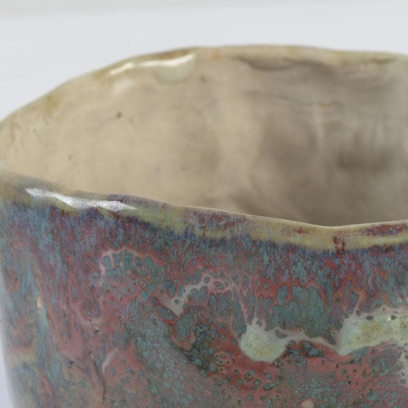 茶道具　琉球焼　壺屋焼　小橋川仁王造　茶碗　共箱　V　9832