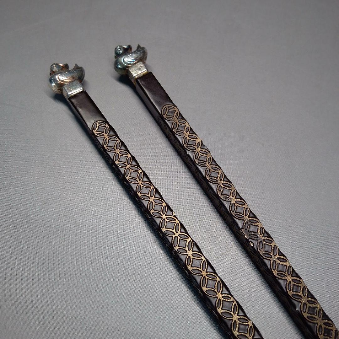 鳥頭　七宝　象嵌　飾火箸　清五郎