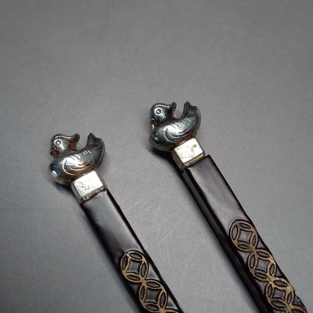 鳥頭　七宝　象嵌　飾火箸　清五郎