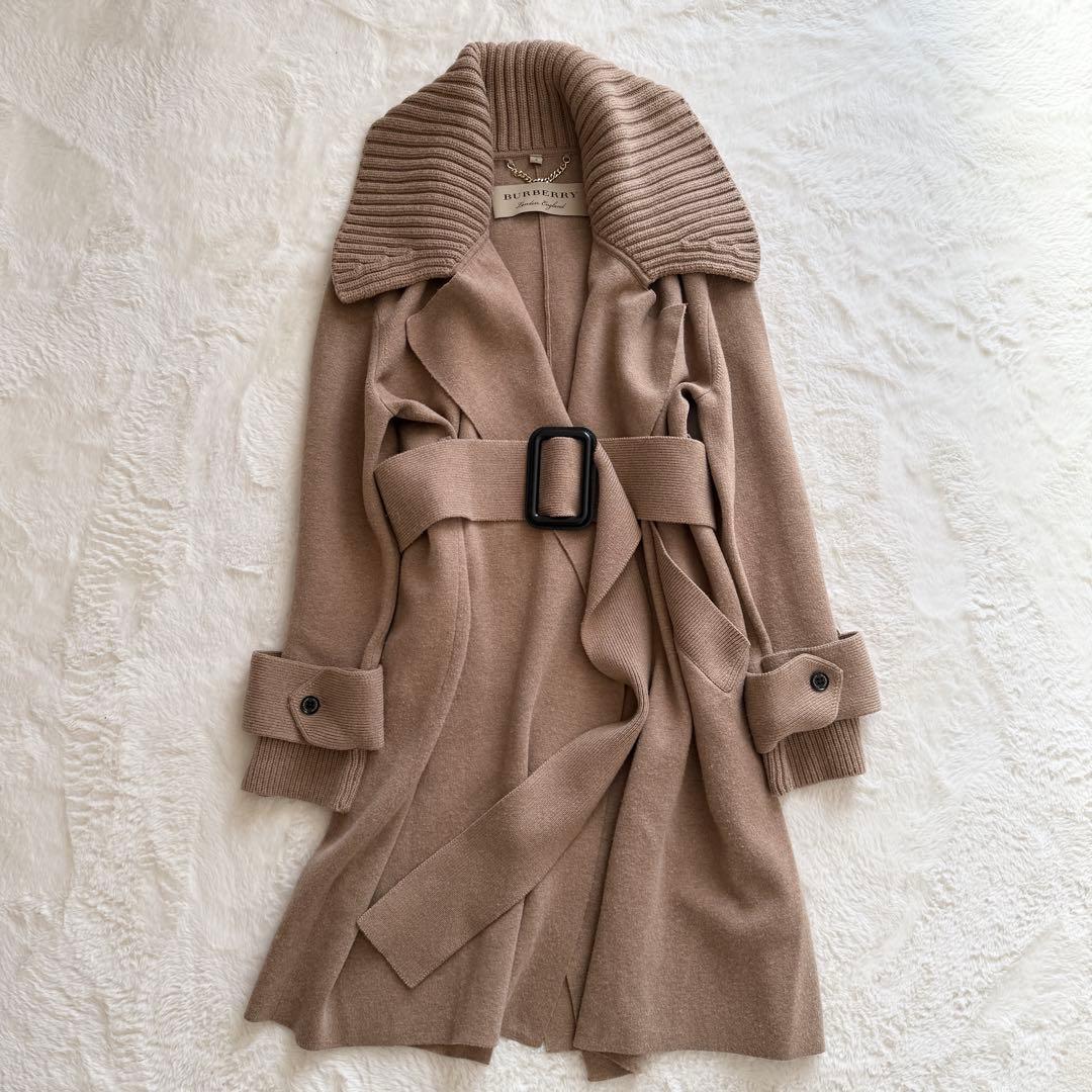 美品　現行　BURBERRY カシミヤ混　ラップコート　ベルト　キャメル