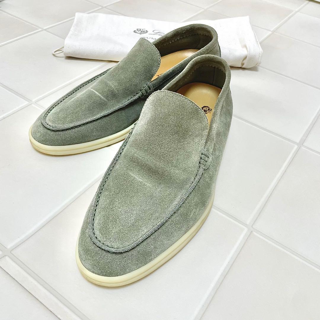 【40, 25-26cm】Loro Piana サマーウォークモカシン グリーン