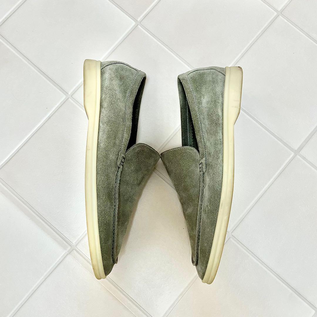 【40, 25-26cm】Loro Piana サマーウォークモカシン グリーン