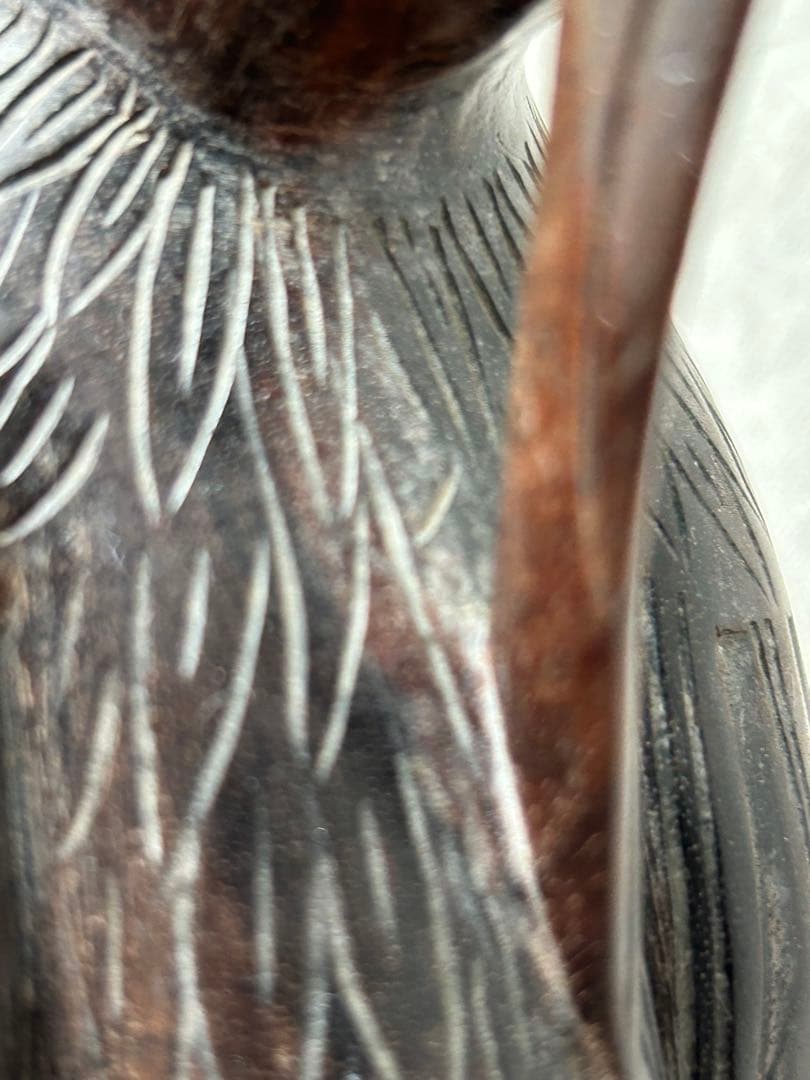 野鳥の彫刻 工芸品 アンティーク 親子 木製鳥彫刻 3羽のデザイン