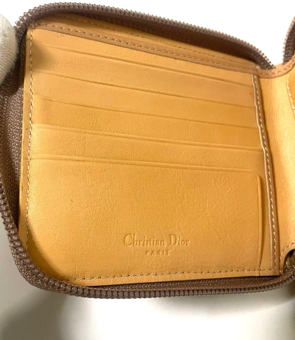 【超美品】Dior ディオール　二つ折り財布　トロッター柄　ブラウン 袋付き