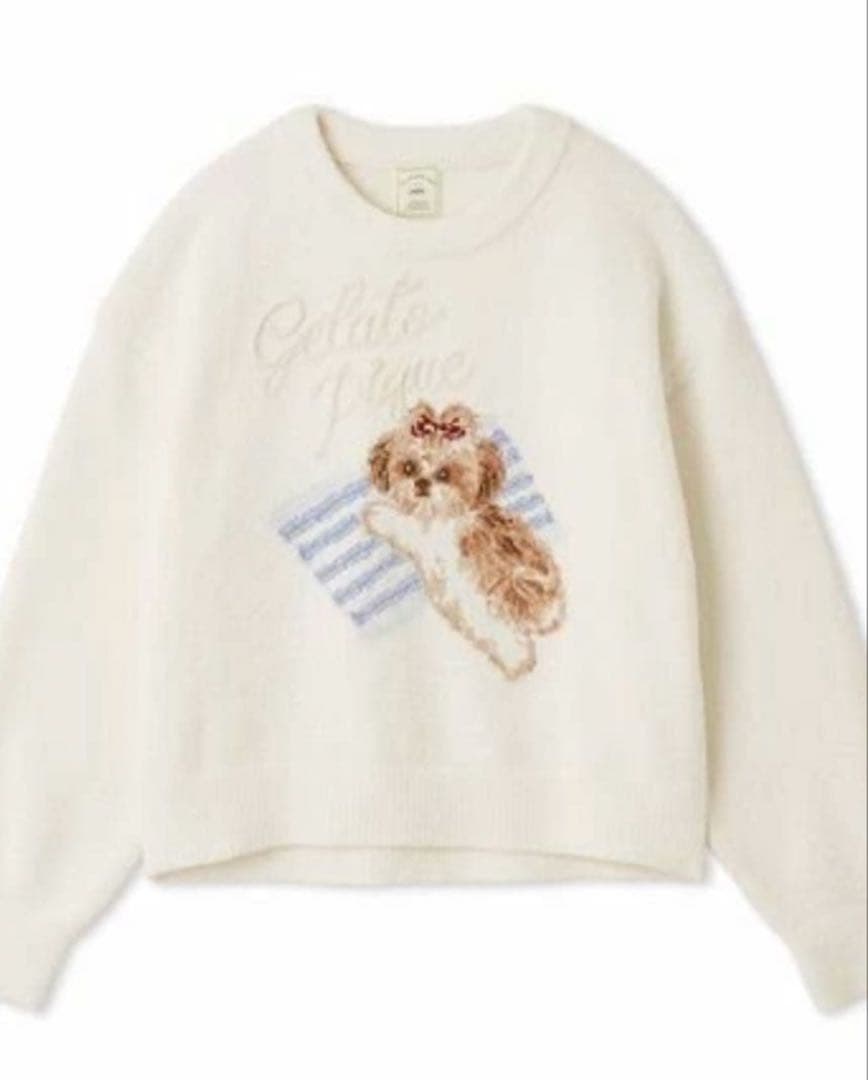 ジェラピケ シーズージャガードプルオーバー　白　ホワイト