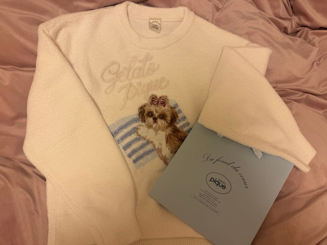 ジェラピケ シーズージャガードプルオーバー　白　ホワイト