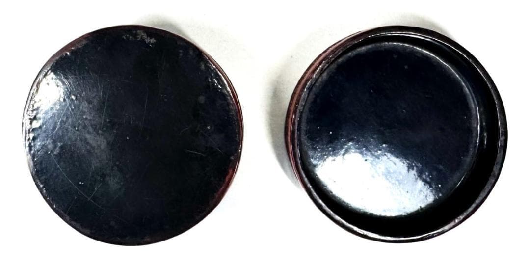 明時代 堆朱 木製剔紅彫松下高士紋蓋盒 共箱古代漆器 時代物 唐物WWWT086