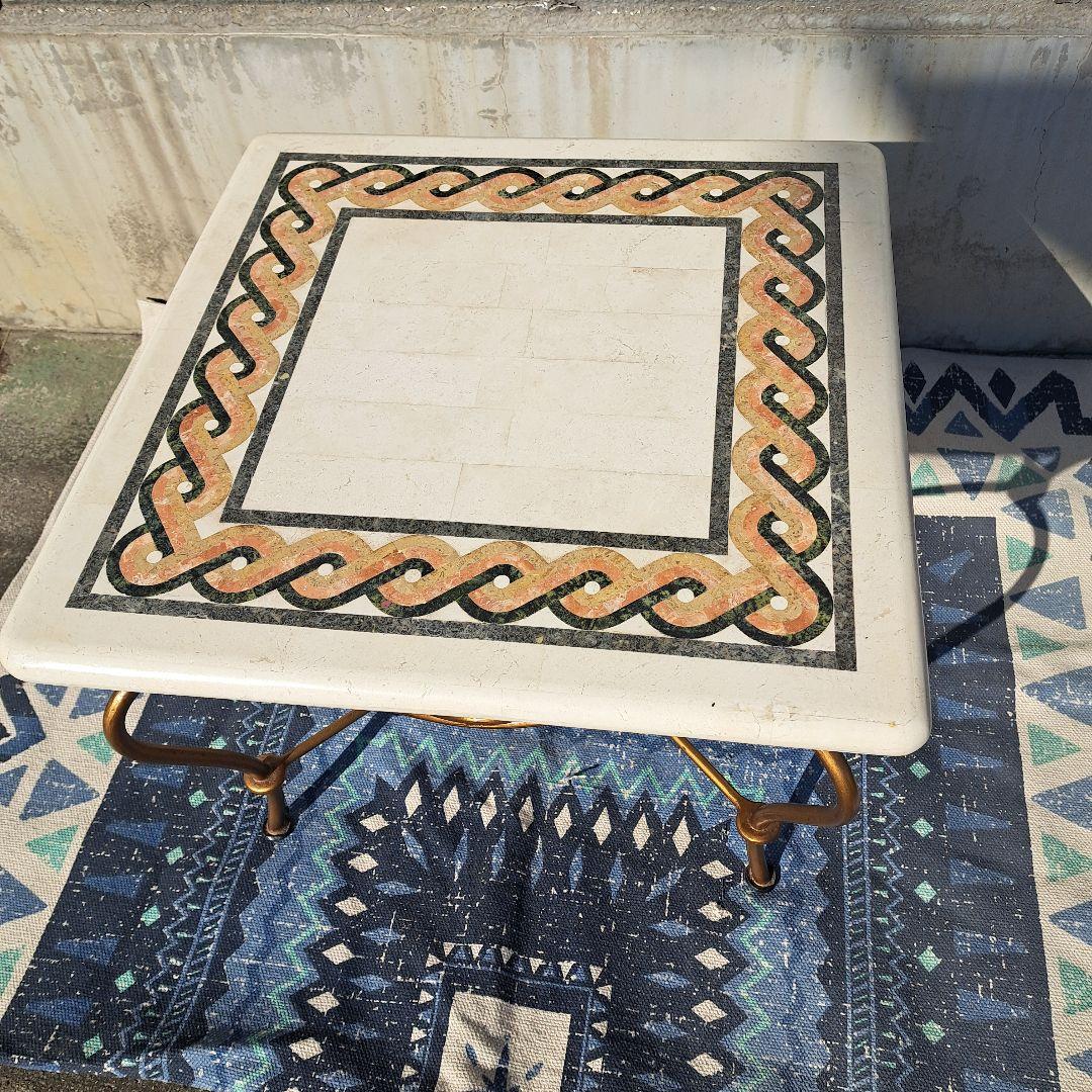 ♡大理石　モザイクタイル天板がおしゃれなアンティーク調 アイアンテーブル♡
