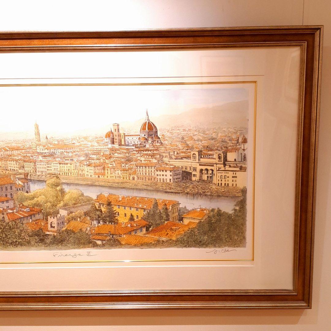 希少　織田義郎作品　172/200　風景画　エッチング技法　手彩　サイン入り