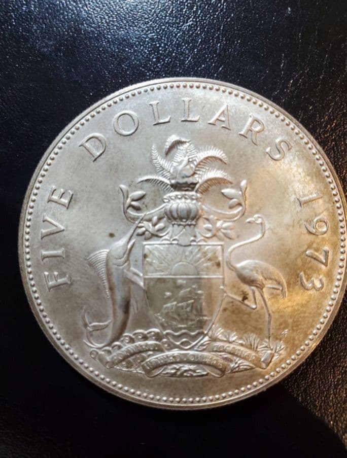 バハマ5ドル銀貨　925
