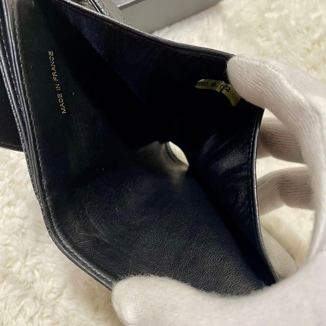 箱付き CHANEL シャネル ココマーク キャビアスキン コンパクトウォレット