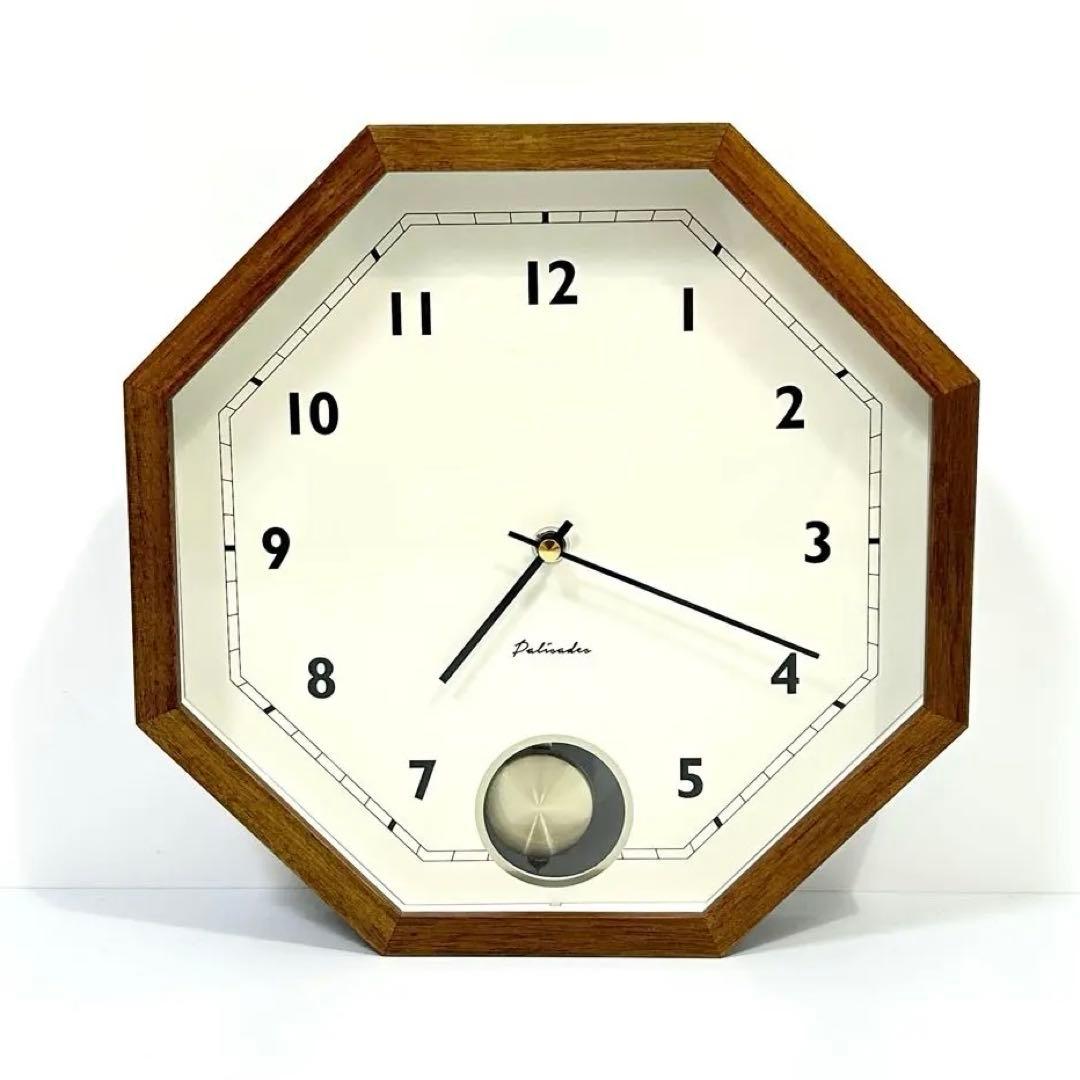 インターフォルム Gorlitz ゲルリッツ 八角 木製 壁掛け時計 ブラウン