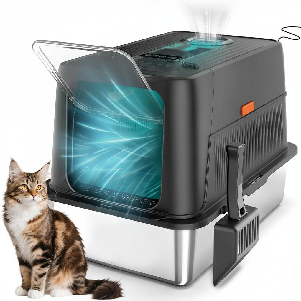99％の消臭率✨猫トイレ 自動脱臭 大型 本体 ステンレス 自動空気清浄機能付き