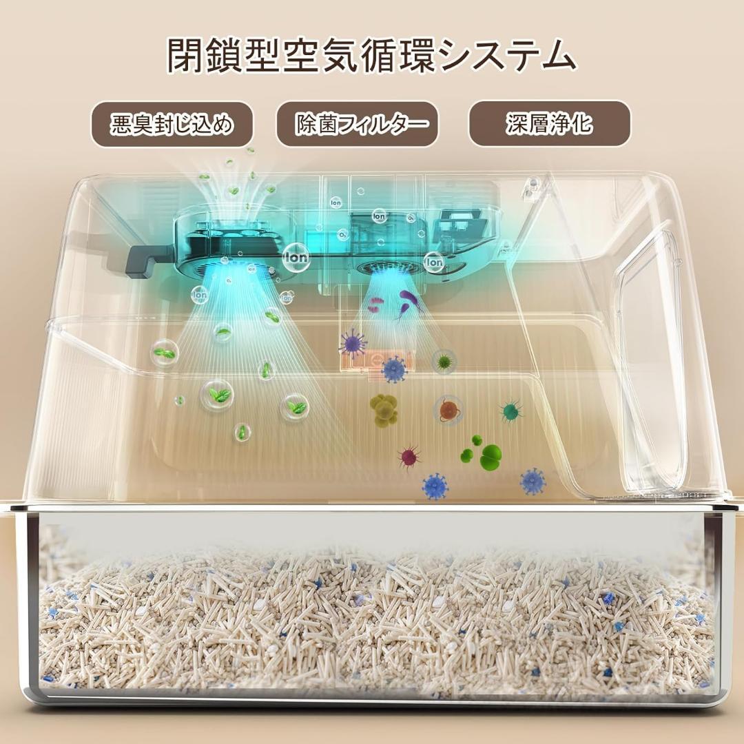 99％の消臭率✨猫トイレ 自動脱臭 大型 本体 ステンレス 自動空気清浄機能付き