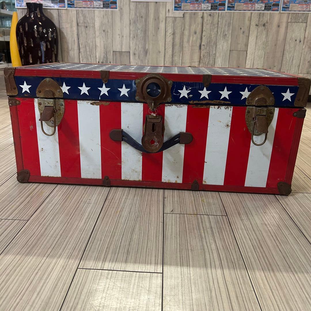 アメリカン　ヴィンテージ　家具　アメリカ国旗　星条旗　トランク　ボックス
