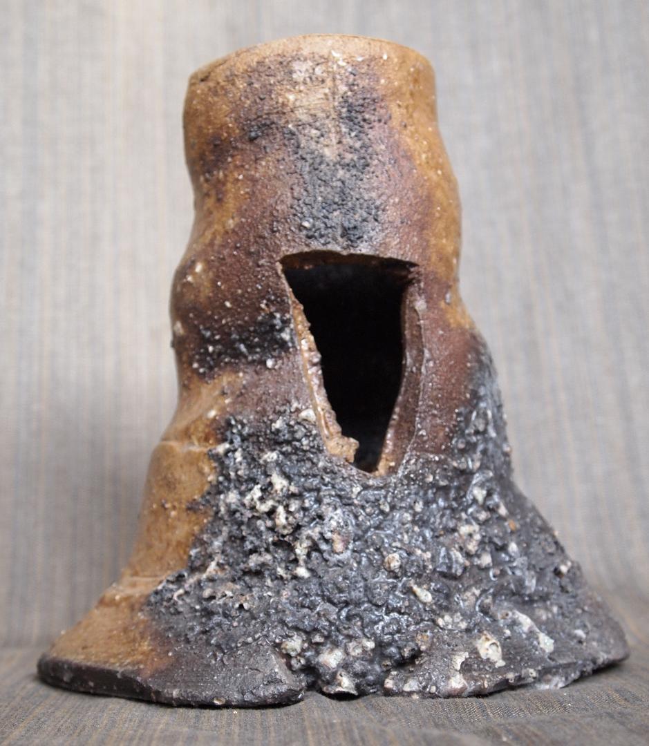 入手困難★ジェフ・シャピロ【師：伊勢崎淳】焼き締め【窯変】花入★共箱