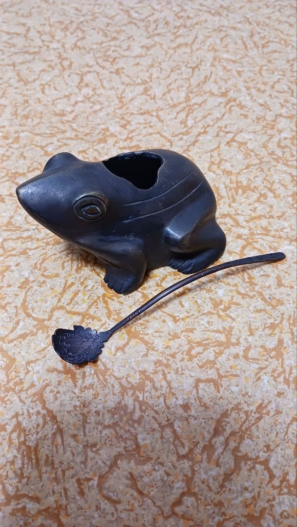 時代物　蝋型　鋳銅　水滴　蛙　かえる　カエル　銅製　書道具