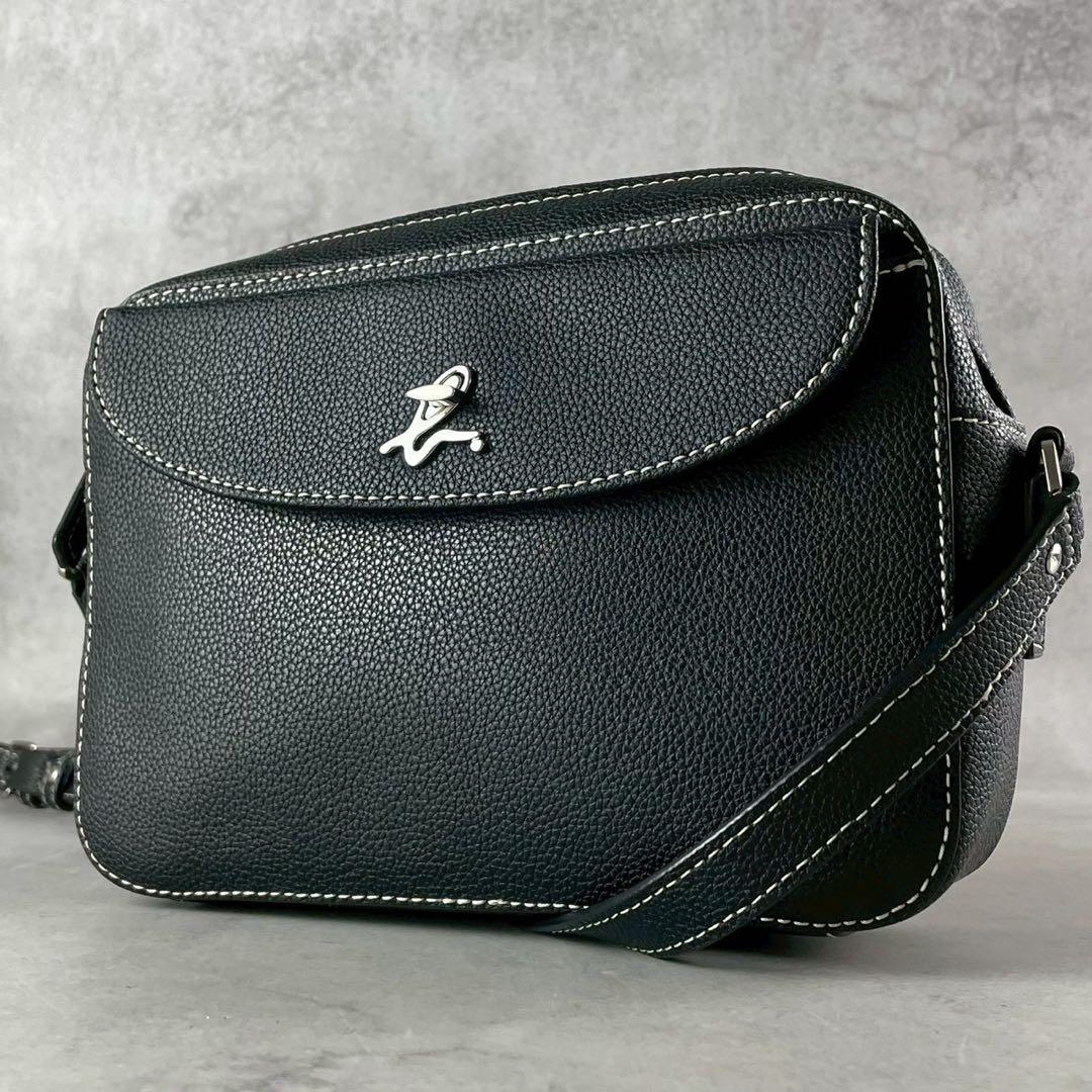 ✨極美品✨アニエスべー　ショルダーバッグ 2way ターンロック　レザー　黒