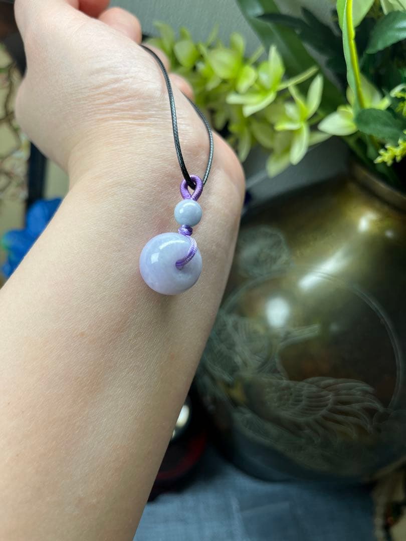 高品質❣️ミャンマー産A貨翡翠　　濃いラベンダー路路通ネックレストップ