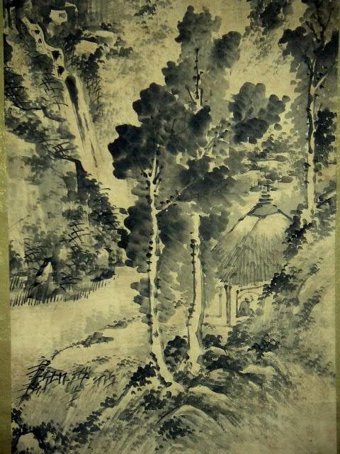 ♥安藤栄年　日本画　山水画　掛け軸　掛軸　骨董　古玩