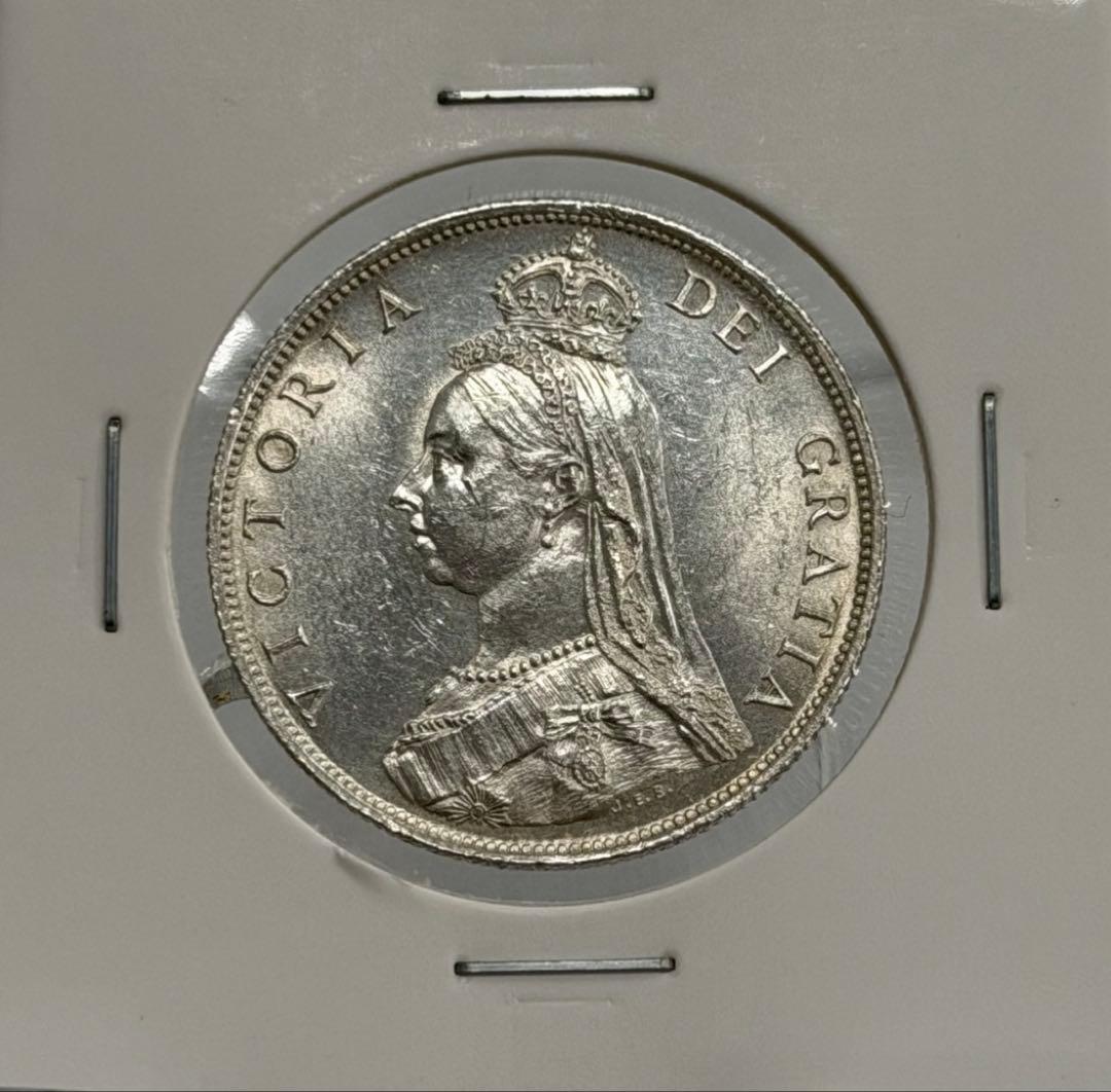 1887年 ヴィクトリア ジュビリーヘッドハーフクラウン銀貨ハイグレード