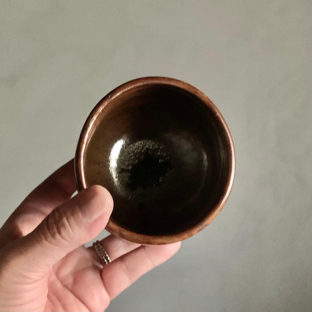 鉄釉 筒茶碗 古美術 古道具 アンティーク 茶道具 茶碗
