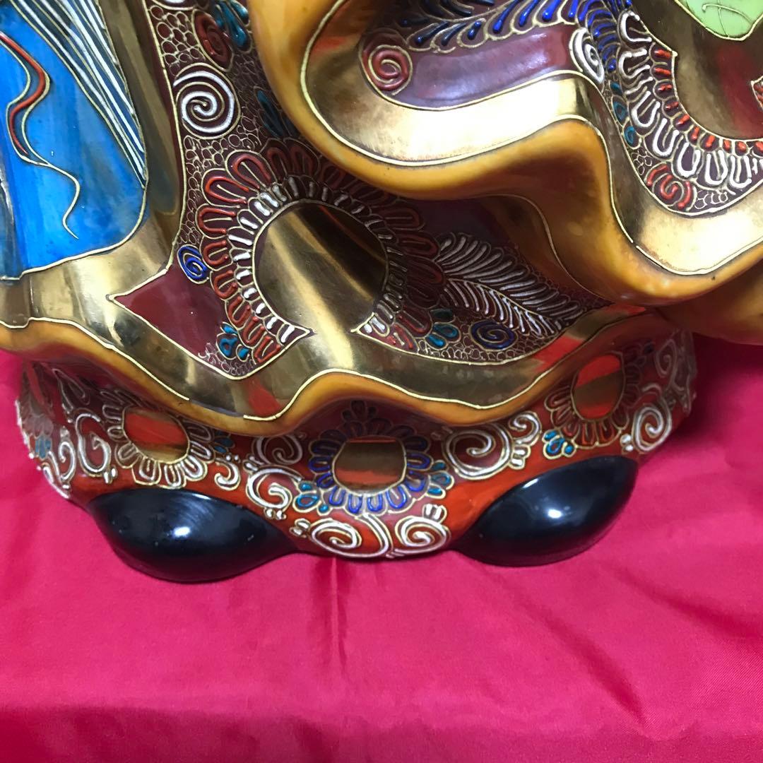 超驚愕‼️超大型‼️九谷焼達磨大師立像●摩訶不思議な御顔‼️正面厳顔、横面笑顔‼️