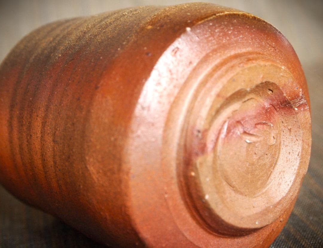 希少作★中村六郎★備前【窯変】湯呑★共箱・布・栞