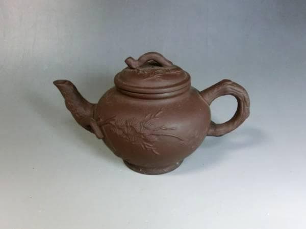 急須■紫泥 唐物 松紋 蜀山笆壺 茶瓶 松の木模様 お茶道具 時代物 骨董品■