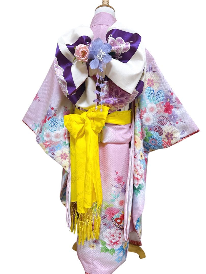 人気カラー♡七五三　7歳　女の子　紫系　ピンク系　パステル　パール付帯締め