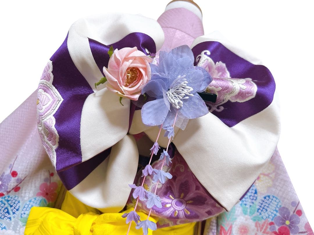 人気カラー♡七五三　7歳　女の子　紫系　ピンク系　パステル　パール付帯締め