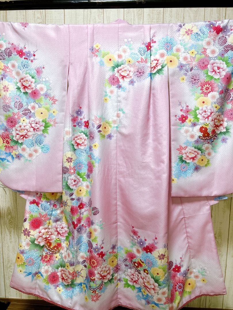 人気カラー♡七五三　7歳　女の子　紫系　ピンク系　パステル　パール付帯締め