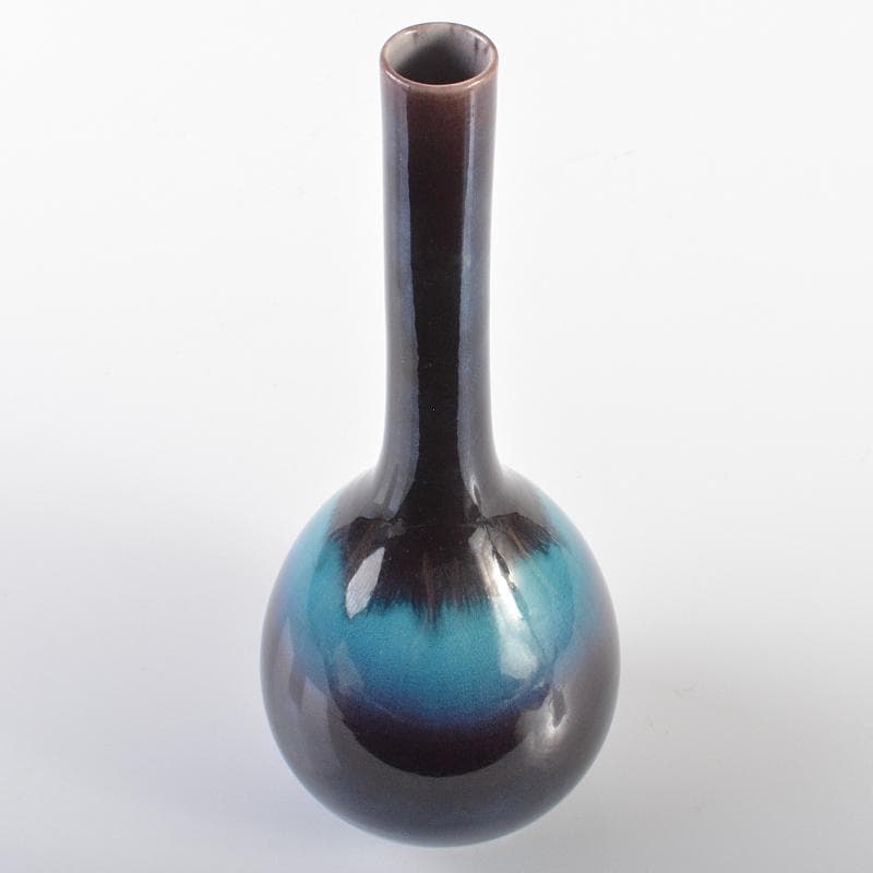 九谷焼　柳雨軒　三代八十吉　徳田正彦作　色釉　花生　共箱　V　R6330