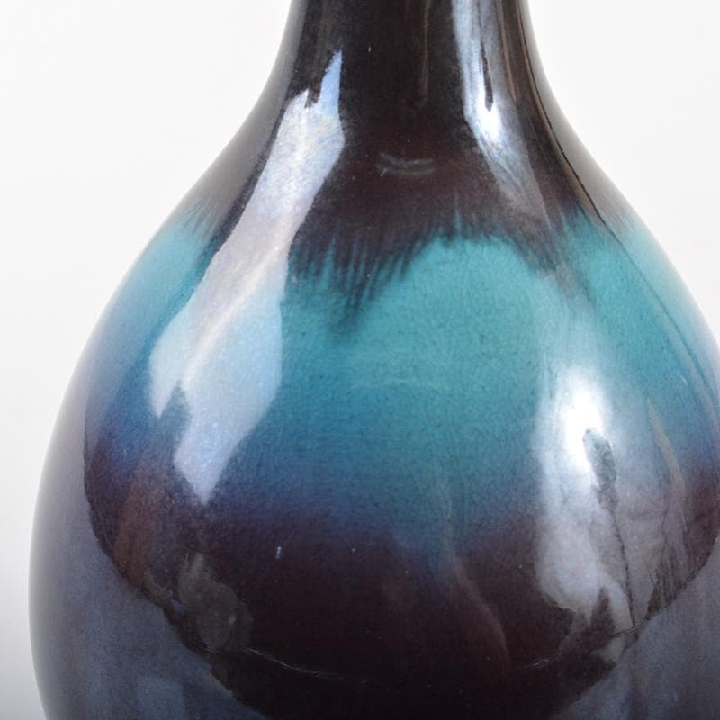 九谷焼　柳雨軒　三代八十吉　徳田正彦作　色釉　花生　共箱　V　R6330