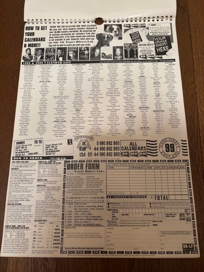 希少　ヴィンテージ　OASIS 1999年カレンダー