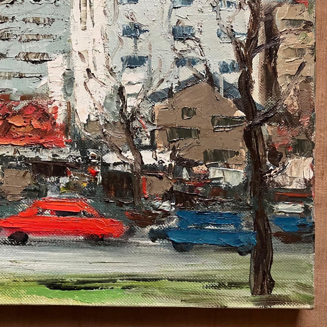 西岡清史　御堂筋にて　大阪　油彩　油絵　額なし