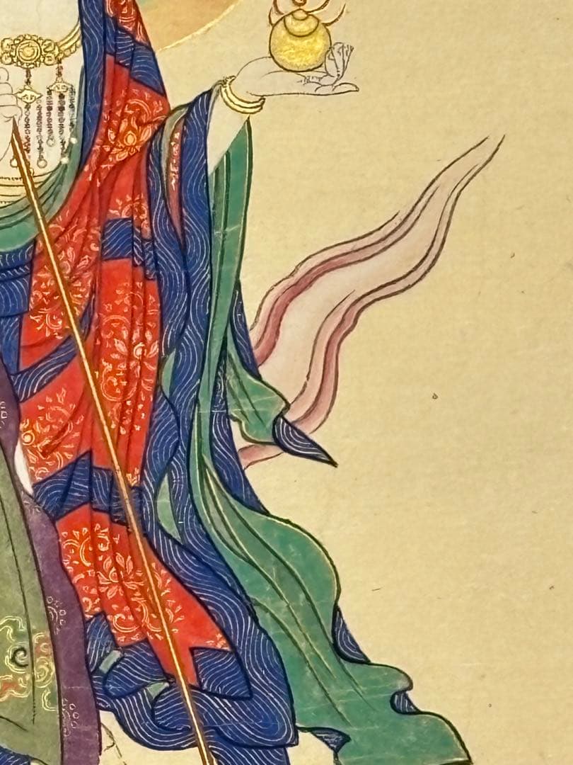 「極彩色木版画 地蔵菩薩像」江戸時代 木版図 1枚|仏教美術 仏像 和本