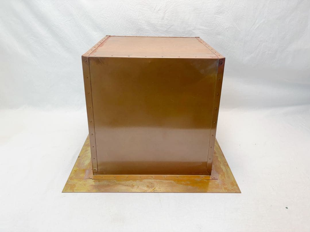 茶道具 銅製 炉壇 利休炉壇 柿合黒塗 炉縁 五徳 炉蓋 4点セット 元箱