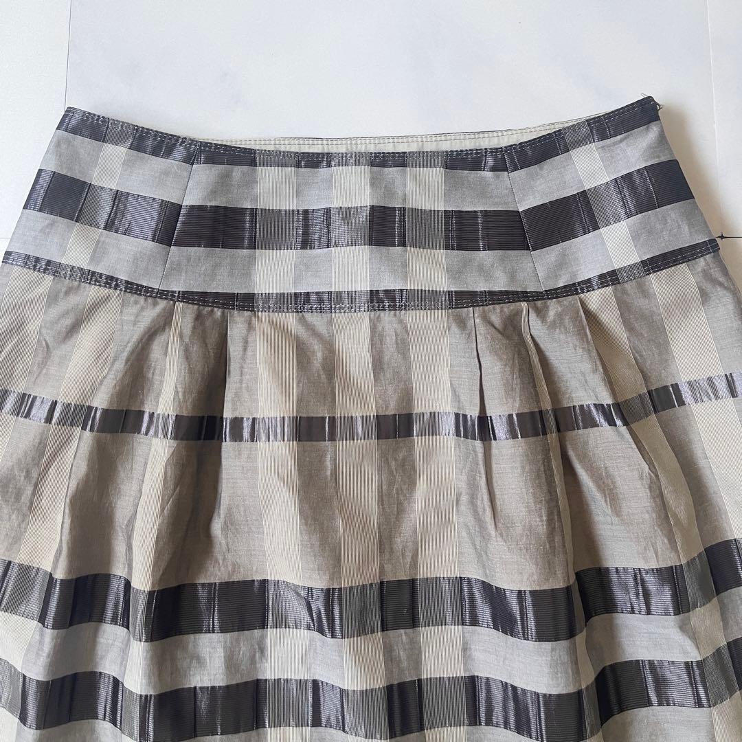 バーバリーロンドン 大きいサイズ 46 フレアスカート メガチェック シルク混