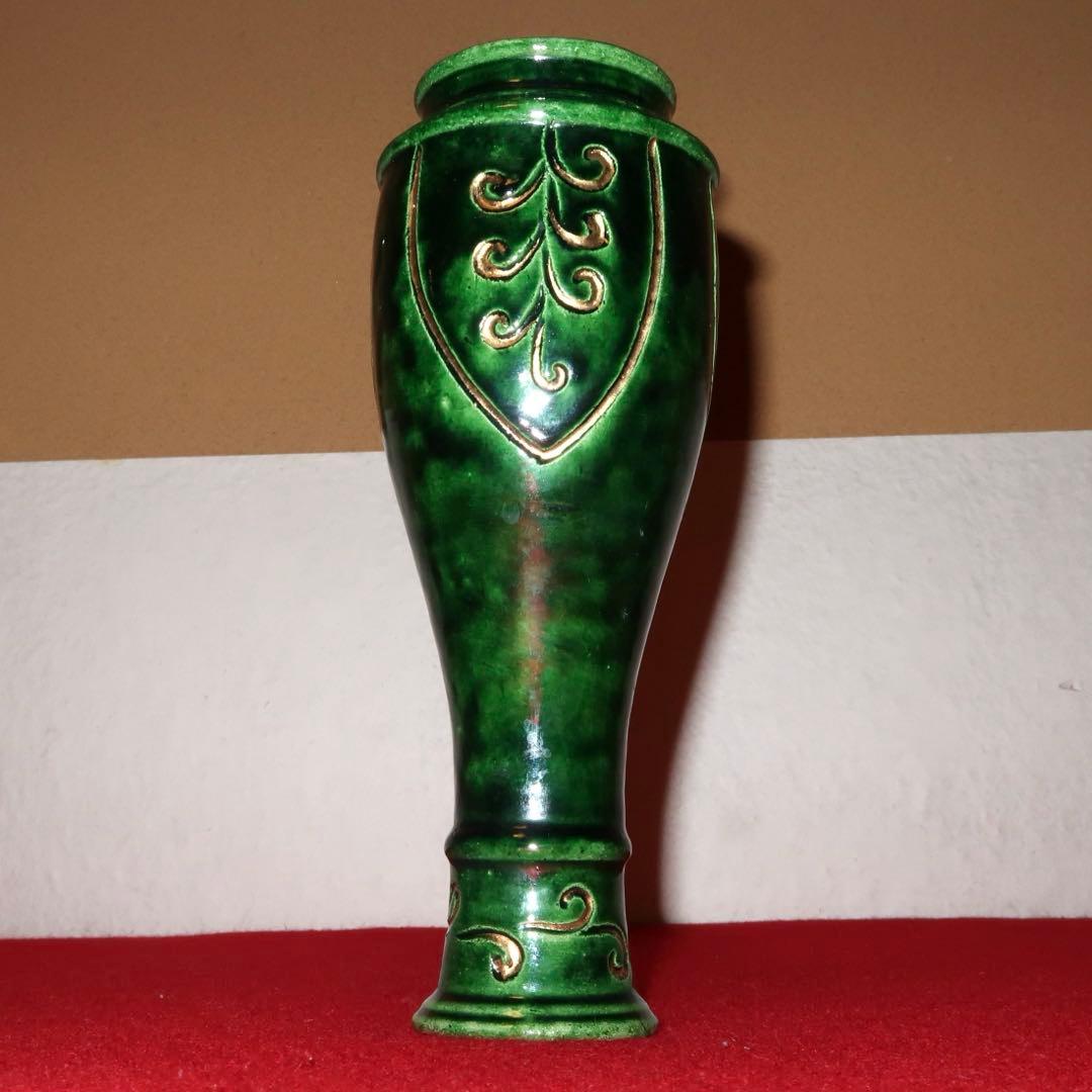 【茶道具】吉村楽入作　如心斎好　青楽花入　表千家